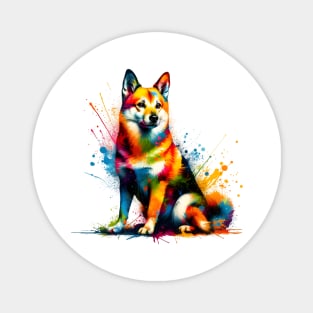 Swedish Vallhund in Colorful Abstract Splash Art Magnet